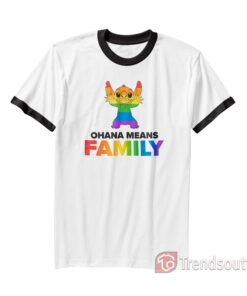 Disney Stitch Ohana Means Family Rainbow Ringer Shirt