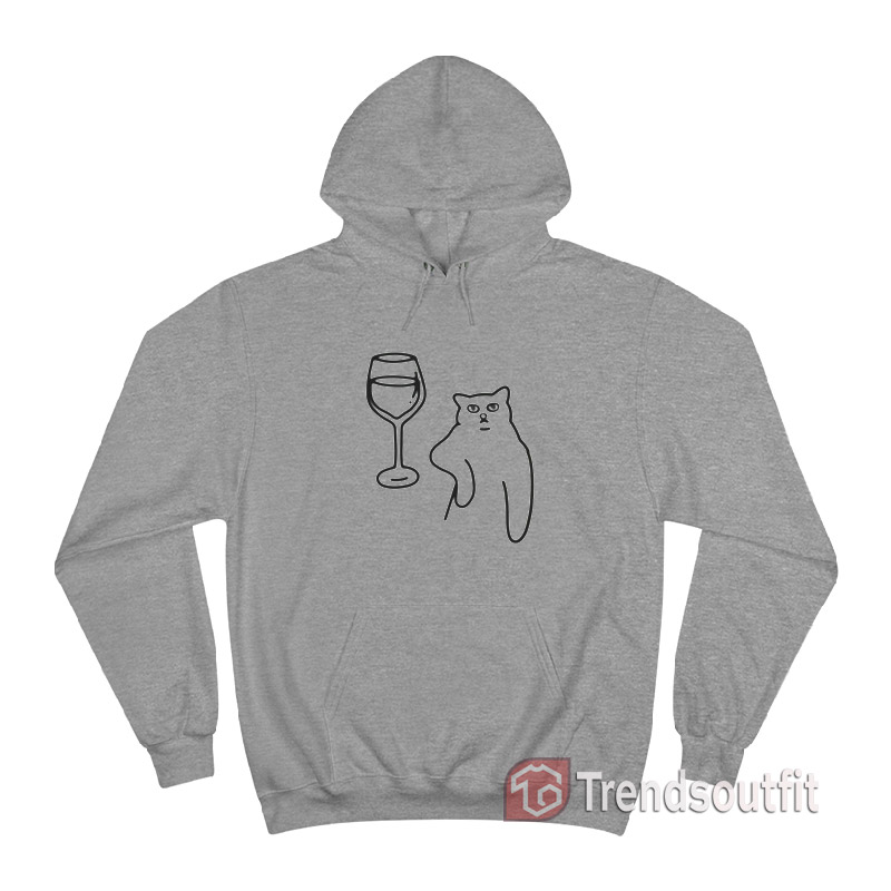 Wine Cat Poorly Drawn Cats Hoodie