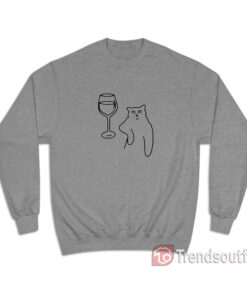 Wine Cat Poorly Drawn Cats Sweatshirt