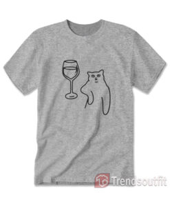 Wine Cat Poorly Drawn Cats T-Shirt