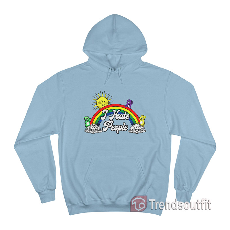 Rainbow Sun Bear Cloud I Hate People Hoodie