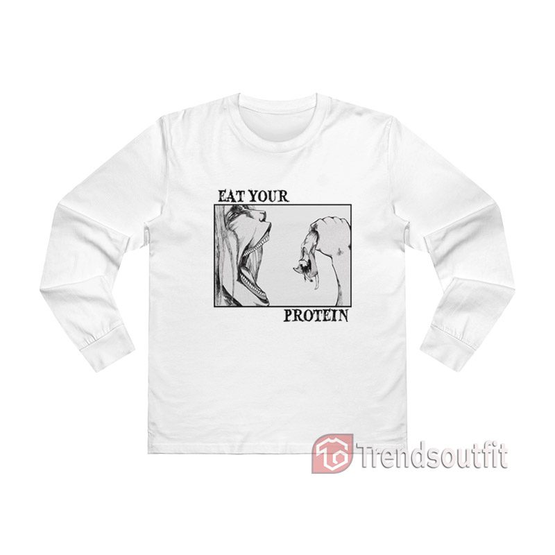 Attack On Titan Eat Your Protein Anime Gym Long Sleeve Shirt