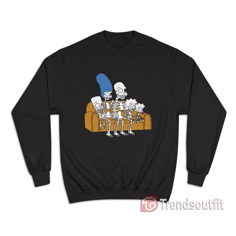 The Simpsons Halloween Skeleton Family on Couch Sweatshirt