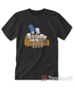 The Simpsons Halloween Skeleton Family on Couch T-Shirt