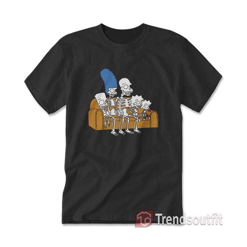 The Simpsons Halloween Skeleton Family on Couch T-Shirt