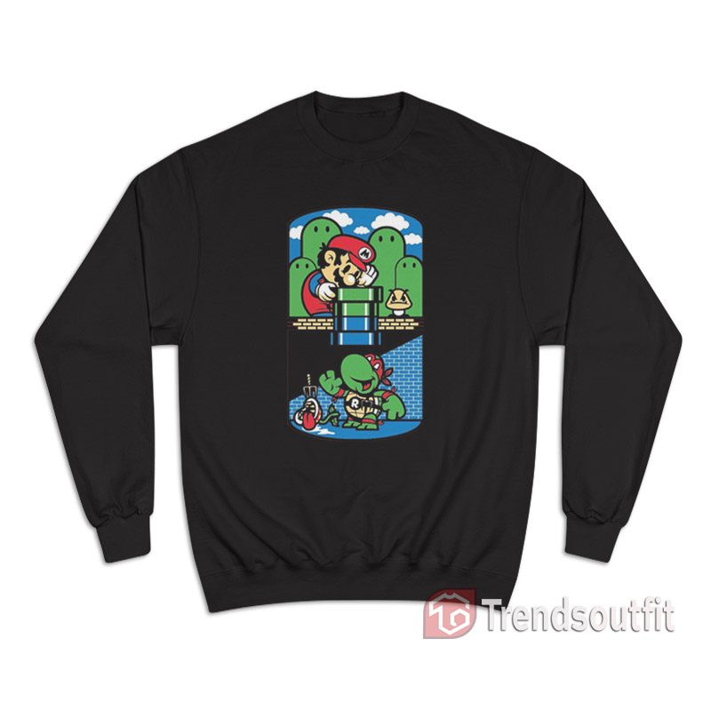 Super Mario Bros Ninja Turtles Help a Brother Out Sweatshirt