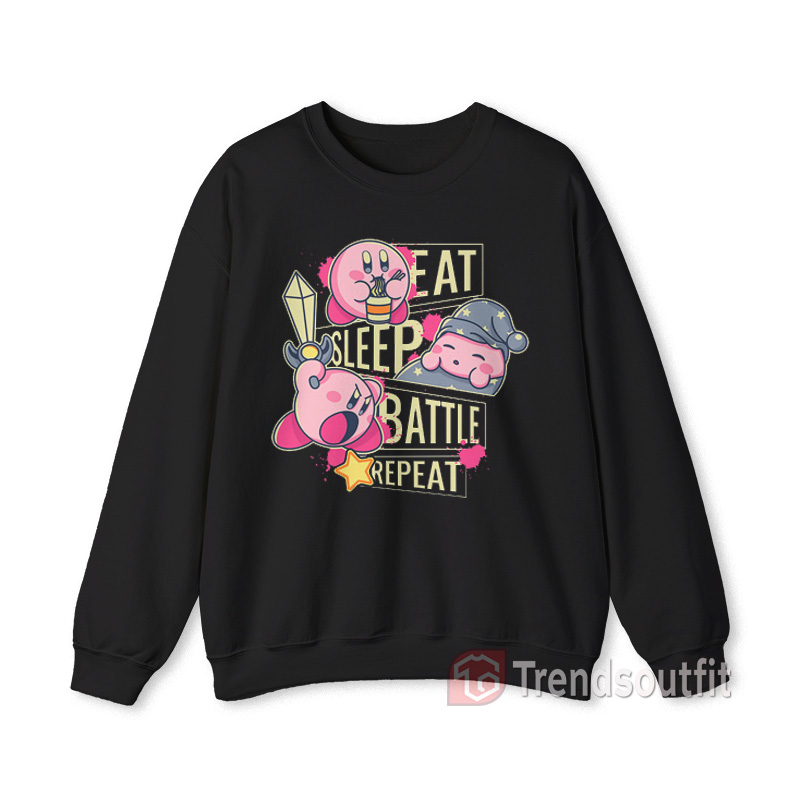 Kirby Eat Sleep Battle Repeat Sweatshirt