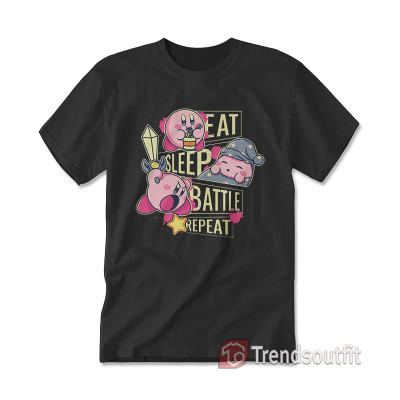 Kirby Eat Sleep Battle Repeat T-shirt